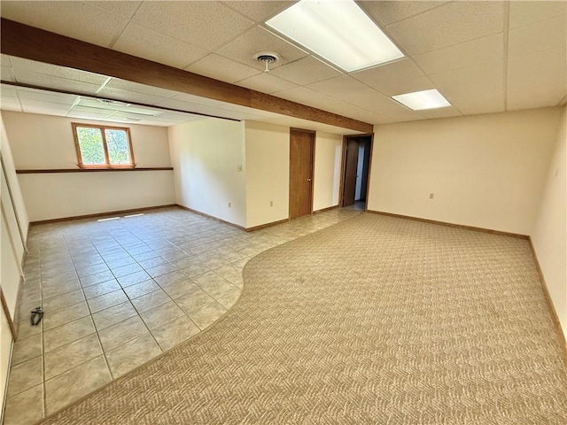 155 Anoka, Neshannock Twp, PA 16105 - empty room with a drop ceiling and light tile patterned floors