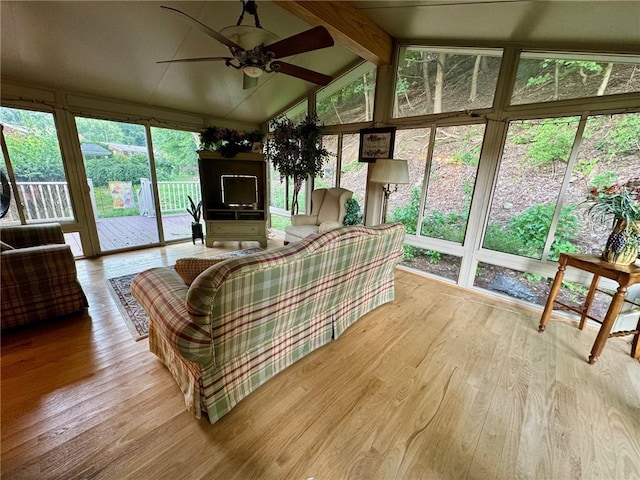111 Greenview Dr, Verona, PA 15147 - sunroom featuring ceiling fan and wood finished floors