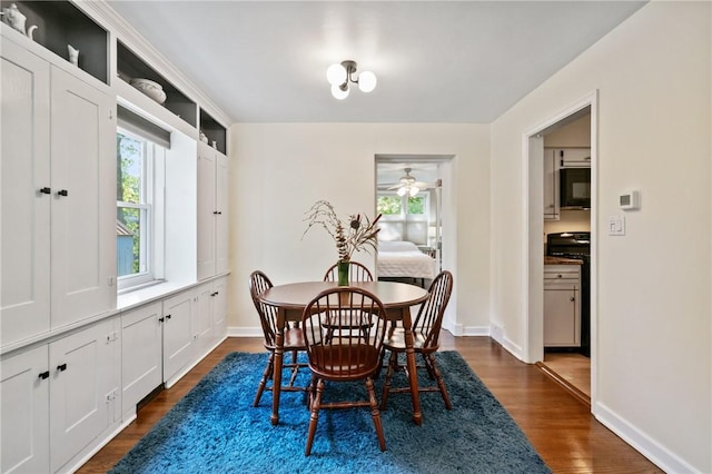 1333 Windermere Dr, Squirrel Hill, PA 15218 - dining space featuring healthy amount of natural light, dark wood-style floors, and ceiling fan