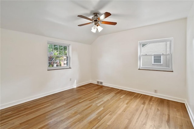1333 Windermere Dr, Squirrel Hill, PA 15218 - unfurnished room featuring light wood-style flooring, vaulted ceiling, and a ceiling fan