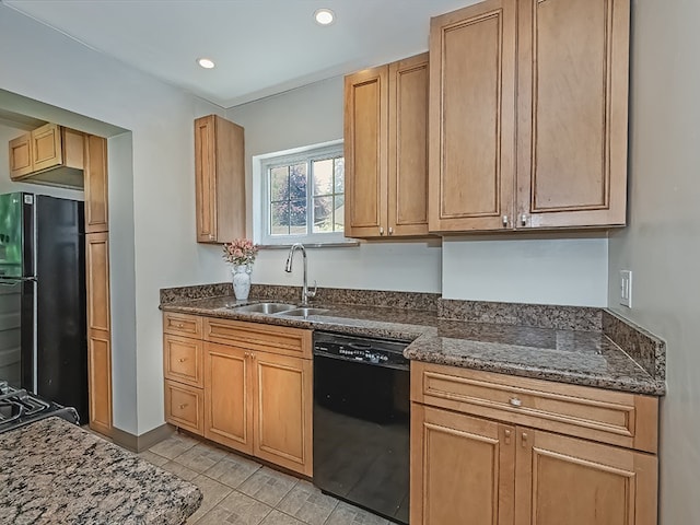 6656 Wilkins Ave, Squirrel Hill, PA 15217 - kitchen with black appliances, dark stone countertops, and recessed lighting
