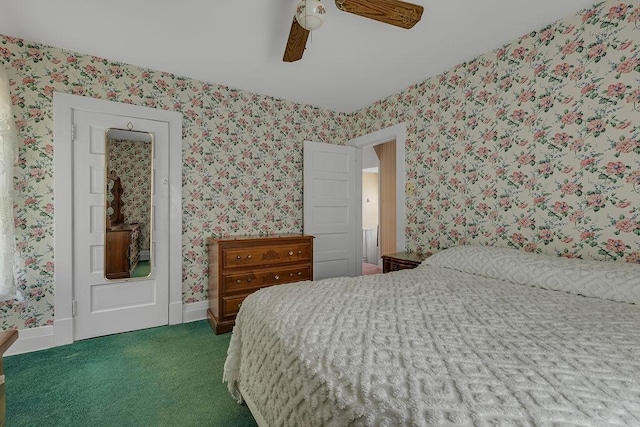 1621 4th St, New Brighton, PA 15066 - carpeted bedroom featuring wallpapered walls and a ceiling fan