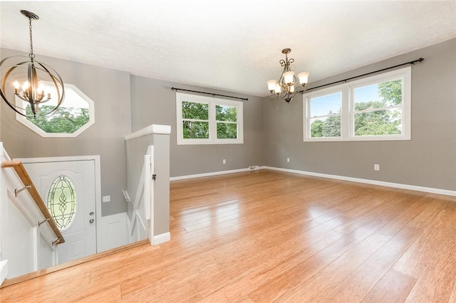 453 Falls Ave, Neshannock Twp, PA 16105 - entryway featuring a chandelier and light wood finished floors