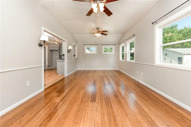 453 Falls Ave, Neshannock Twp, PA 16105 - spare room with ceiling fan, light wood-style flooring, and lofted ceiling