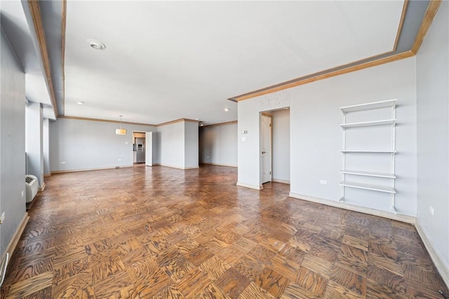 128 N Craig St Unit 703, Oakland, PA 15213 - unfurnished living room featuring ornamental molding and baseboard heating