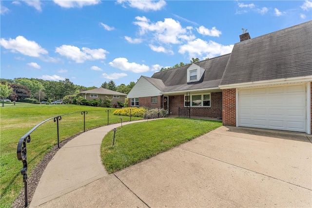 1922 Shady Oak Dr, Mccandless, PA 15101 - view of front of home with driveway, brick siding, a front yard, and an attached garage
