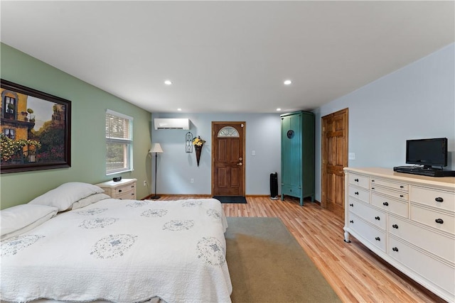 1922 Shady Oak Dr, Mccandless, PA 15101 - bedroom with a wall mounted AC, light wood-style floors, and recessed lighting