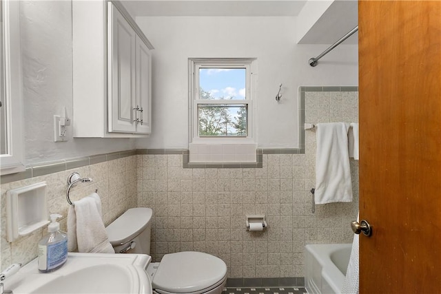 1922 Shady Oak Dr, Mccandless, PA 15101 - bathroom with tile walls, a tub to relax in, wainscoting, and a shower
