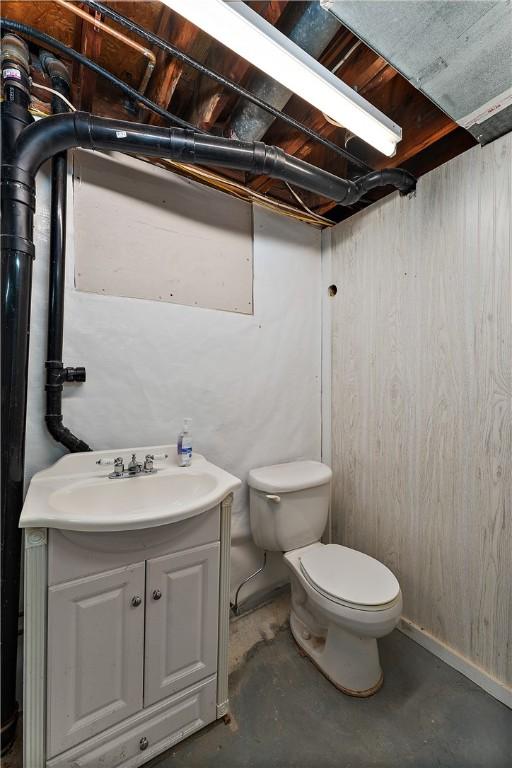 1922 Shady Oak Dr, Mccandless, PA 15101 - half bath featuring unfinished concrete floors and vanity