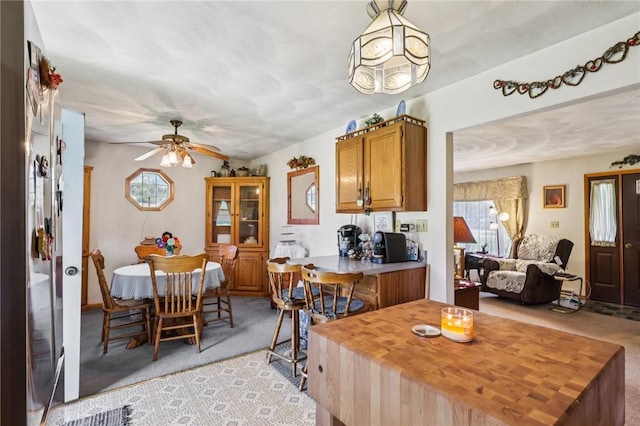 379 Airport Rd, Worthington, PA 16262 - dining room featuring light colored carpet and a ceiling fan