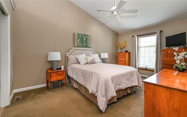 3150 Sundance Ct, Hampton, PA 15101 - bedroom featuring lofted ceiling, light carpet, ceiling fan, and a textured ceiling