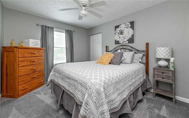 3150 Sundance Ct, Hampton, PA 15101 - carpeted bedroom with a textured ceiling and a ceiling fan