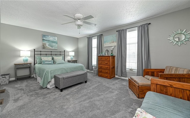 3150 Sundance Ct, Hampton, PA 15101 - carpeted bedroom featuring multiple windows, a textured ceiling, and a ceiling fan