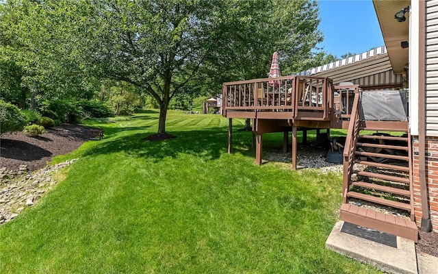 3150 Sundance Ct, Hampton, PA 15101 - view of grassy yard featuring stairs and a deck