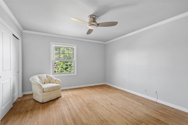 158 Jamestown Ct, Pittsburgh, PA 15216 - unfurnished room with light wood finished floors, a ceiling fan, and ornamental molding
