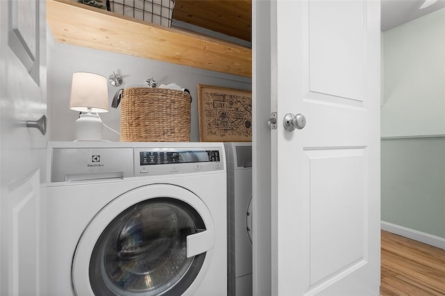 158 Jamestown Ct, Pittsburgh, PA 15216 - laundry room with washer / dryer and wood finished floors