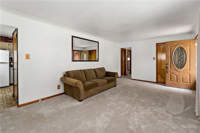 463 Thomas St, Monroeville, PA 15146 - carpeted living room with baseboards and ornamental molding