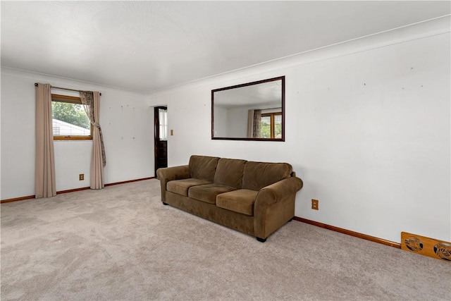 463 Thomas St, Monroeville, PA 15146 - carpeted living room featuring baseboards and ornamental molding