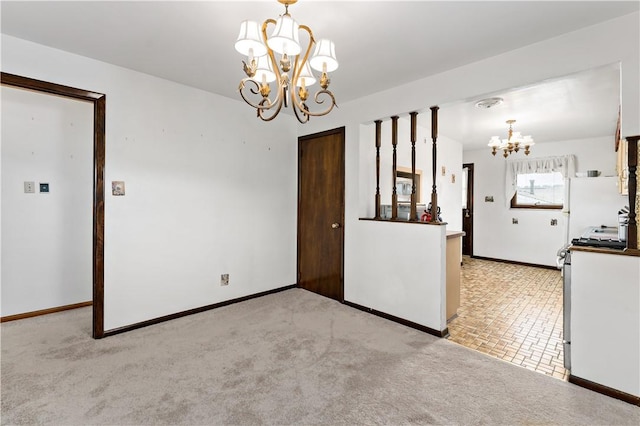 463 Thomas St, Monroeville, PA 15146 - unfurnished dining area featuring a chandelier and carpet floors
