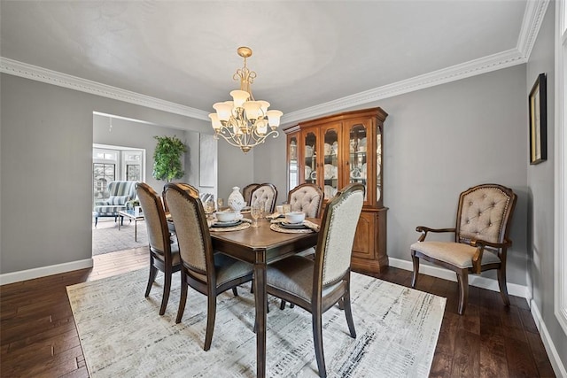 204 Pine Cone Ct, Pine Twp Nal, PA 15090 - dining room featuring a chandelier, crown molding, and dark wood-style flooring