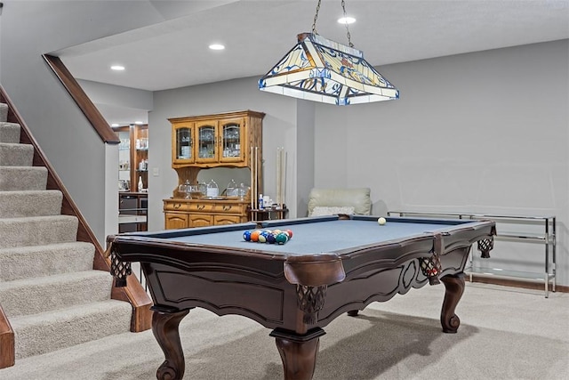 204 Pine Cone Ct, Pine Twp Nal, PA 15090 - rec room with carpet, billiards, and recessed lighting