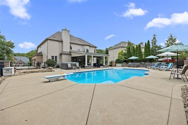 204 Pine Cone Ct, Pine Twp Nal, PA 15090 - view of pool with a hot tub, a patio, and a diving board