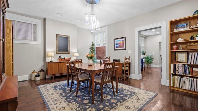 422 S Lang Ave, Point Breeze, PA 15208 - dining area featuring dark wood-style flooring, a chandelier, and recessed lighting