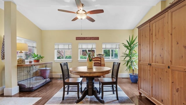 422 S Lang Ave, Point Breeze, PA 15208 - dining room with ceiling fan, dark wood-type flooring, and healthy amount of natural light
