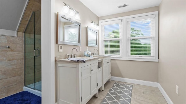 422 S Lang Ave, Point Breeze, PA 15208 - bathroom featuring double vanity and a stall shower