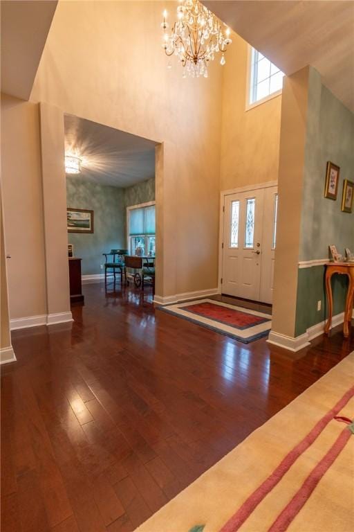 1010 Country Club Rd, Penn Twp Wml, PA 15644 - foyer featuring hardwood / wood-style floors, a high ceiling, and a chandelier