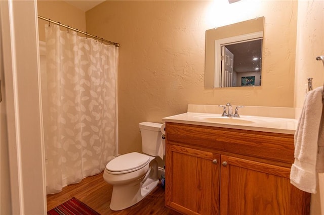 1010 Country Club Rd, Penn Twp Wml, PA 15644 - bathroom with wood finished floors, vanity, a textured wall, and a shower with shower curtain