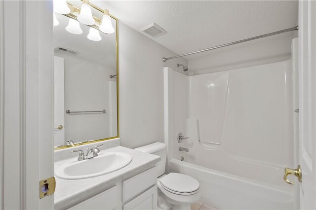 9404 Sundance Dr, South Fayette, PA 15017 - bathroom featuring vanity, bathing tub / shower combination, and a textured ceiling