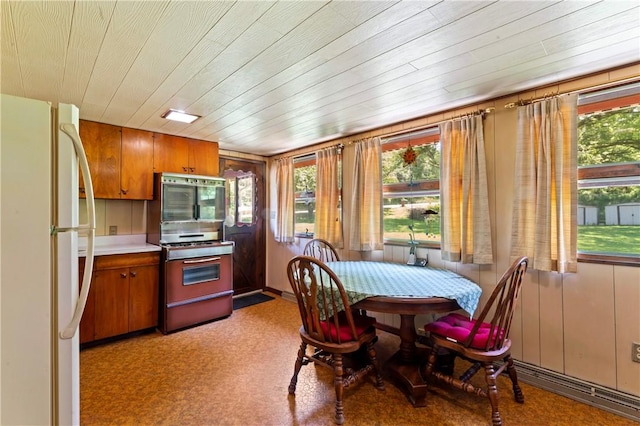 890 Deer Ln, Rochester Twp, PA 15074 - dining space with light flooring and wooden ceiling