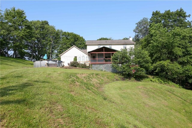 158 Snowdrift Rd, Nottingham, PA 15330 - view of green lawn with a wooden deck