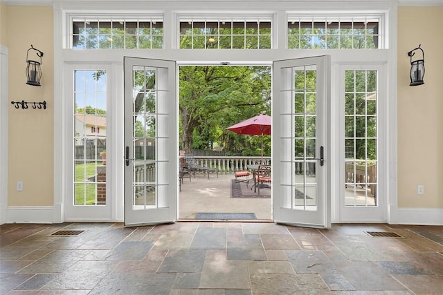 899 Old Thorn Run Rd, Moon/Crescent Twp, PA 15108 - doorway to outside with stone tile flooring and french doors
