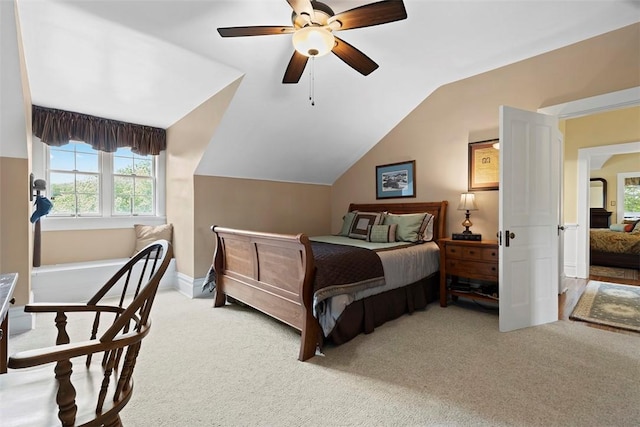 899 Old Thorn Run Rd, Moon/Crescent Twp, PA 15108 - bedroom with carpet, vaulted ceiling, and ceiling fan