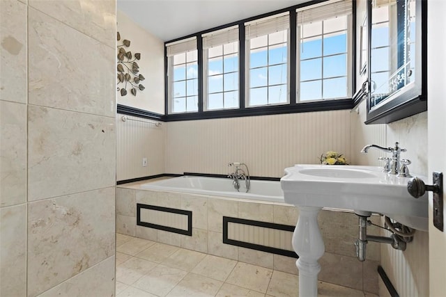 899 Old Thorn Run Rd, Moon/Crescent Twp, PA 15108 - full bathroom featuring a garden tub and tile patterned floors