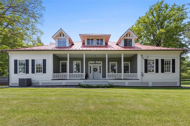 899 Old Thorn Run Rd, Moon/Crescent Twp, PA 15108 - view of front of house featuring a front lawn, covered porch, crawl space, a metal roof, and a standing seam roof