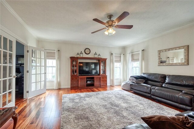 400 Chapel, Cranberry Twp, PA 16066 - living room featuring hardwood / wood-style floors, ceiling fan, and crown molding