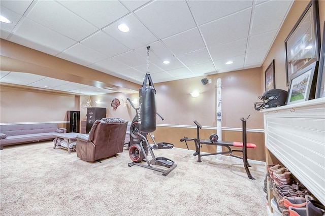 400 Chapel, Cranberry Twp, PA 16066 - exercise room with carpet floors, a drop ceiling, and recessed lighting