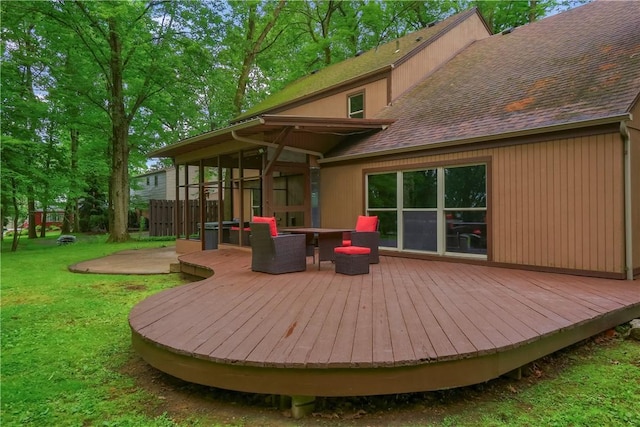 1259 Lakevue Dr, Penn Twp, PA 16001 - deck with a lawn and a sunroom