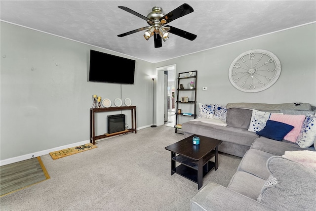 205 Cottage St, Neville Twp, PA 15225 - carpeted living room featuring a ceiling fan and baseboards