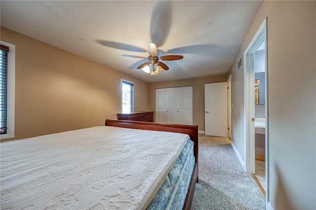 413 Allenberry Dr, Ross Twp, PA 15237 - bedroom with light colored carpet, a closet, and ceiling fan