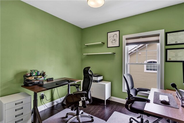 413 Cayuga Cir, Marshall, PA 16046 - office area featuring baseboards and dark wood finished floors