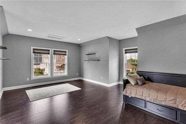 413 Cayuga Cir, Marshall, PA 16046 - bedroom featuring dark wood finished floors, recessed lighting, and lofted ceiling