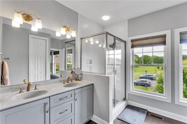 413 Cayuga Cir, Marshall, PA 16046 - bathroom with a shower stall and double vanity