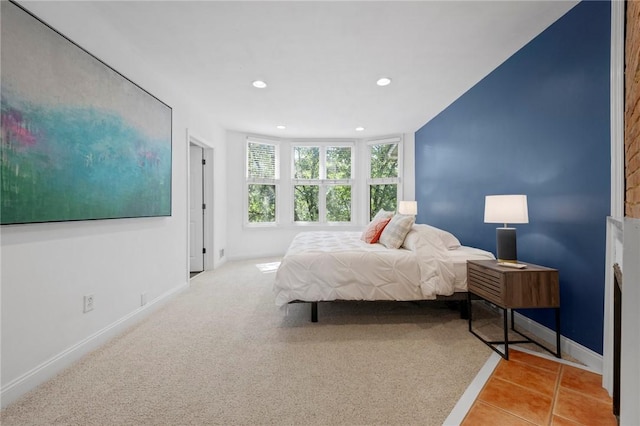 215 Emerson St, Shadyside, PA 15206 - tiled bedroom with recessed lighting and carpet