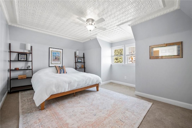 215 Emerson St, Shadyside, PA 15206 - carpeted bedroom with an ornate ceiling, ceiling fan, and crown molding