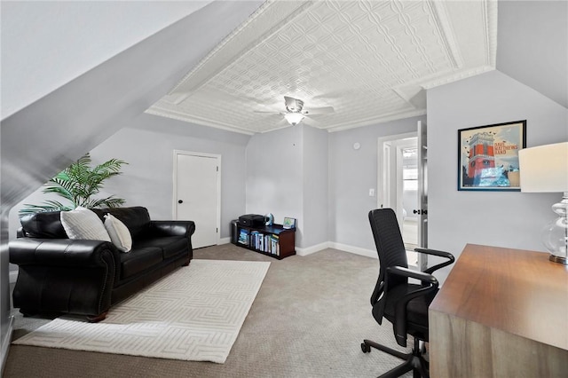 215 Emerson St, Shadyside, PA 15206 - carpeted home office featuring baseboards and ceiling fan