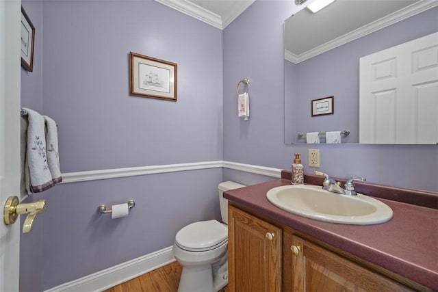 110 Northgate, West Mifflin, PA 15122 - half bathroom featuring vanity, ornamental molding, and wood finished floors